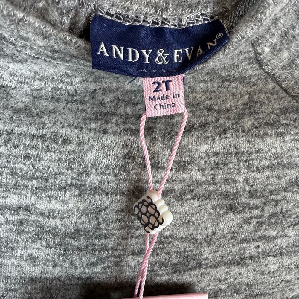 Andy & Evan Toddler Girls Tiered Dress Grey Stripes Size 2T Long Sleeve NWT Soft